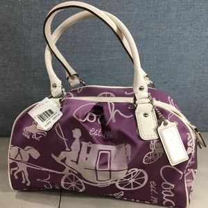NWT Coach Horse and Carriage Tote Handbag, Amethyst and Ivory, L 12”x D …